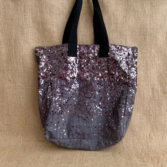 AEROPOSTALE Canvas Tote w/ Sequins Black Gray - Picture 6 of 6